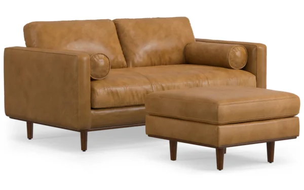 72-inch Sofa and Ottoman Set in Genuine Leather